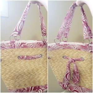 Straw Tote Beach Bag. Summer Beach Vibes. Hawaiian Design.